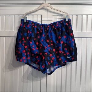 Nike Women’s Black Athletic Shorts with Blue & Red Star Print “Americana”